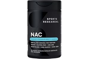 Sports Research N-Acetyl L-Cysteine (NAC) 600mg, 90 Veggie Capsules - Vegan, Non-GMO, Gluten Free. Lemon Aroma