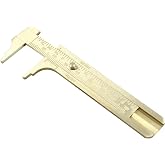 Piutouyar 80mm/3.15" Pocket Vernier Caliper Ruler, Brass, Double Scale