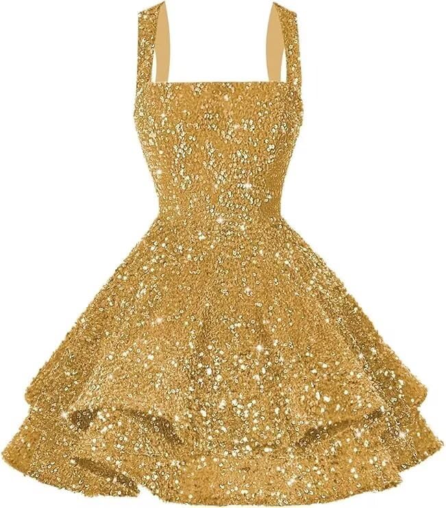 vintys Women’s Scoop Neck Tiered Sequin