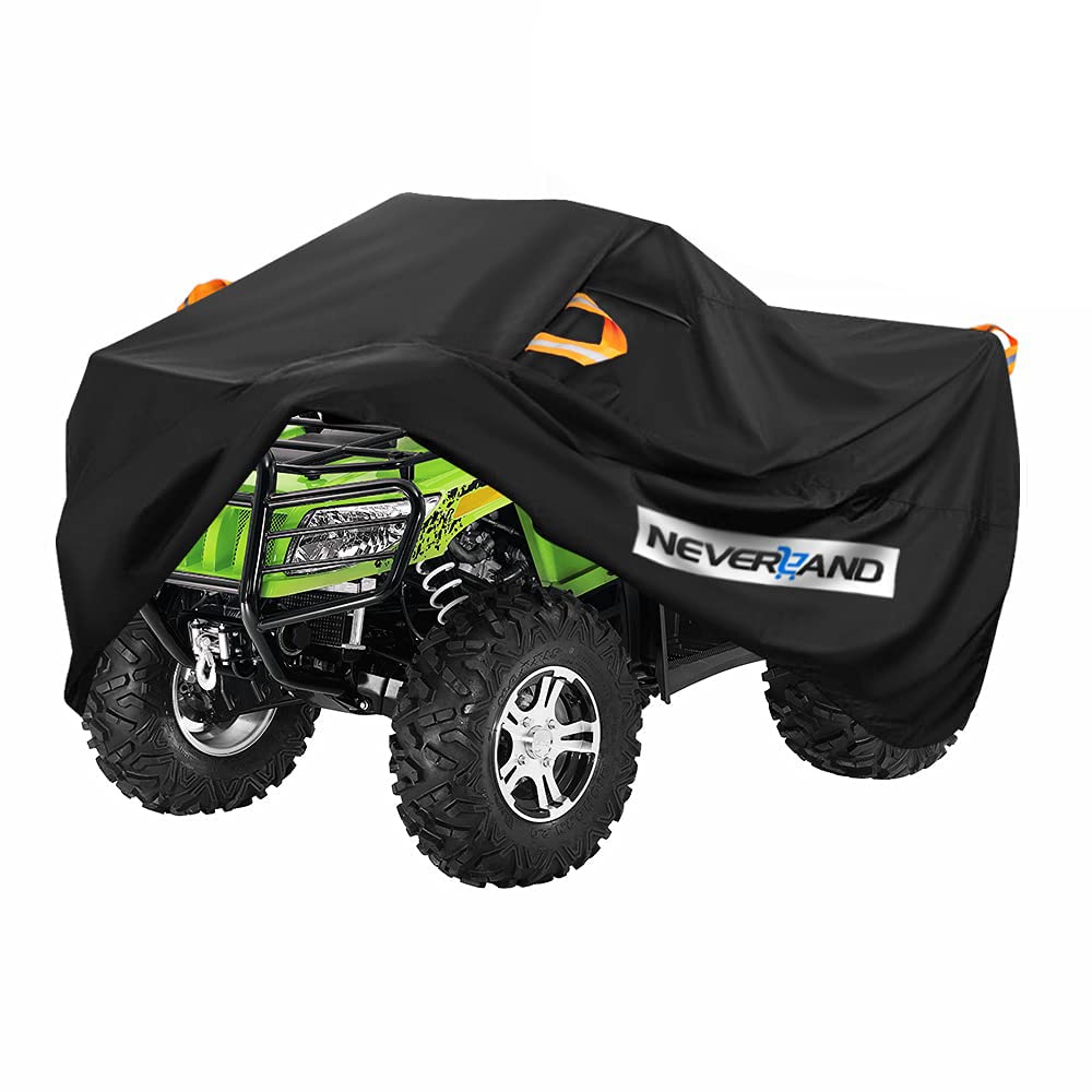 Photo 1 of NEVERLAND ATV Cover Oxford Cloth Heavy,Compatible with Polaris Sportsman Yamaha Grizzly Honda FourTrax Kawasaki KFX Wheel Car with Air Vents Reflective Strips and Buckle Straps Length up to 82 inches