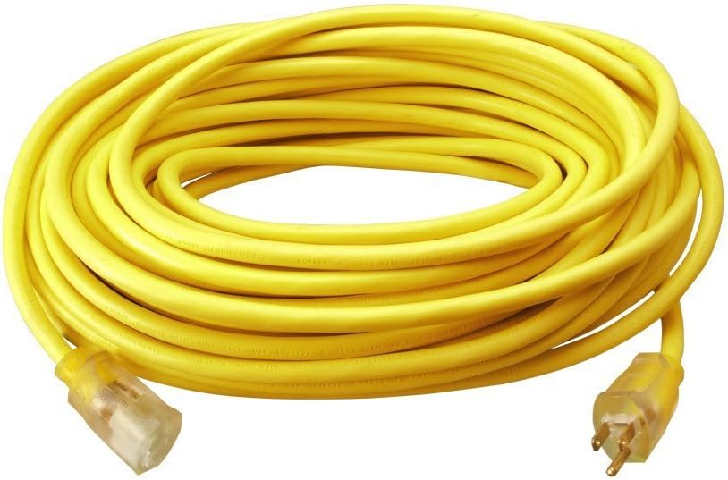 Southwire 2588SW0002 Outdoor Extension Cord- 12/3 American Made SJTW Heavy Duty 3 Prong Extension Cord- Great for Commercial Use, Gardening, and Major Appliances ( 50 Foot- Yellow) - - 