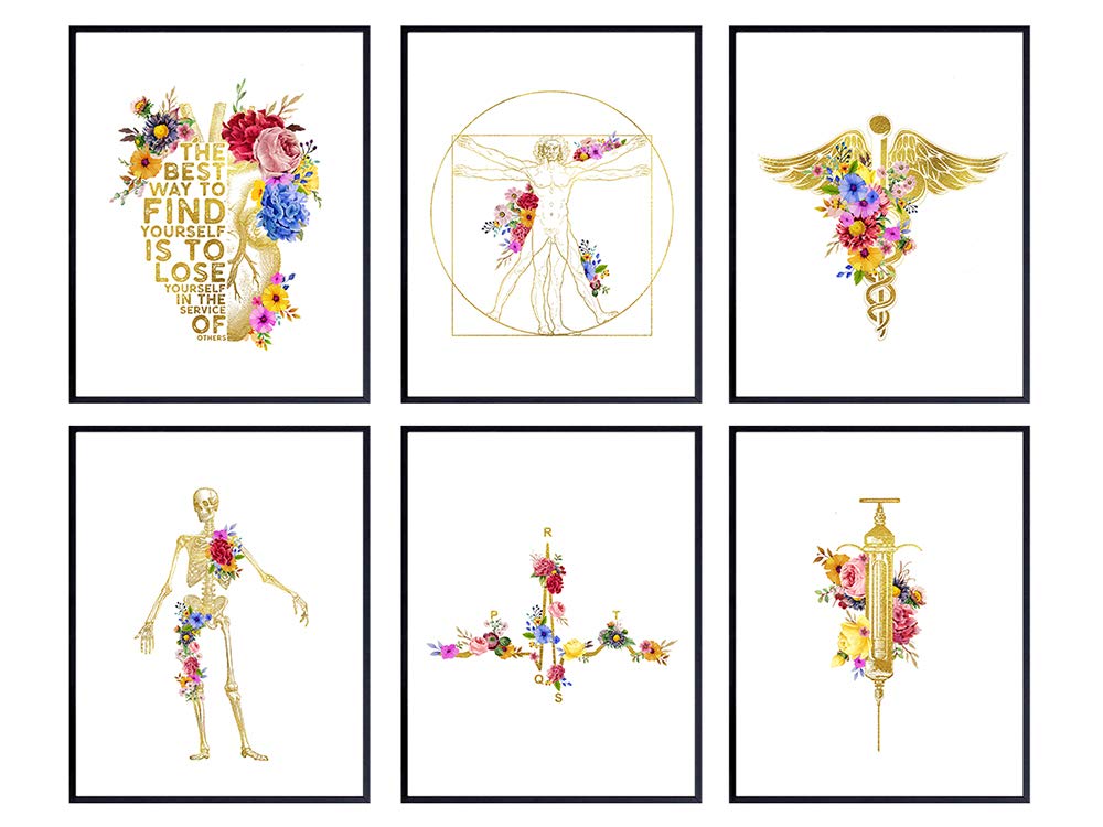 Doctor Nurse Wall Art Decor - Medical Office Wall Decoration Set - Appreciation Gift for Physician Assistant, EMT, First Responder, RN, Physical Therapist, Chiropractor, Med Student - 8x10 Posters