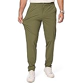 JMIERR Men's Casual Elastic Waist Pants Water Resistant Quick-Dry Lightweight Outdoor Golf Pant with Zipper Pockets