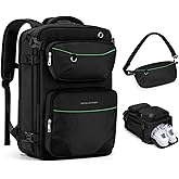 Maelstrom Travel Backpack for Men Women, 35L Carry on Backpack for Traveling on Airplane,with Belt Bag&Shoe Compartment,Waterproof Laptop Backpack fit 17”Laptop-Classic Black, Large