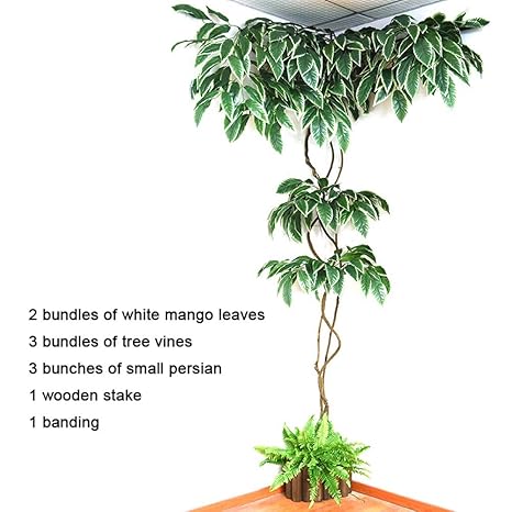 Hanging Plants Artificial Tree 4 Bundles Of Green Mango Leaves
