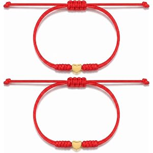 2 Pcs Mother Daughter Bracelets Red String Bracelet Love Bracelet for Protection Matching Heart Friendship Heart Bracelets fo