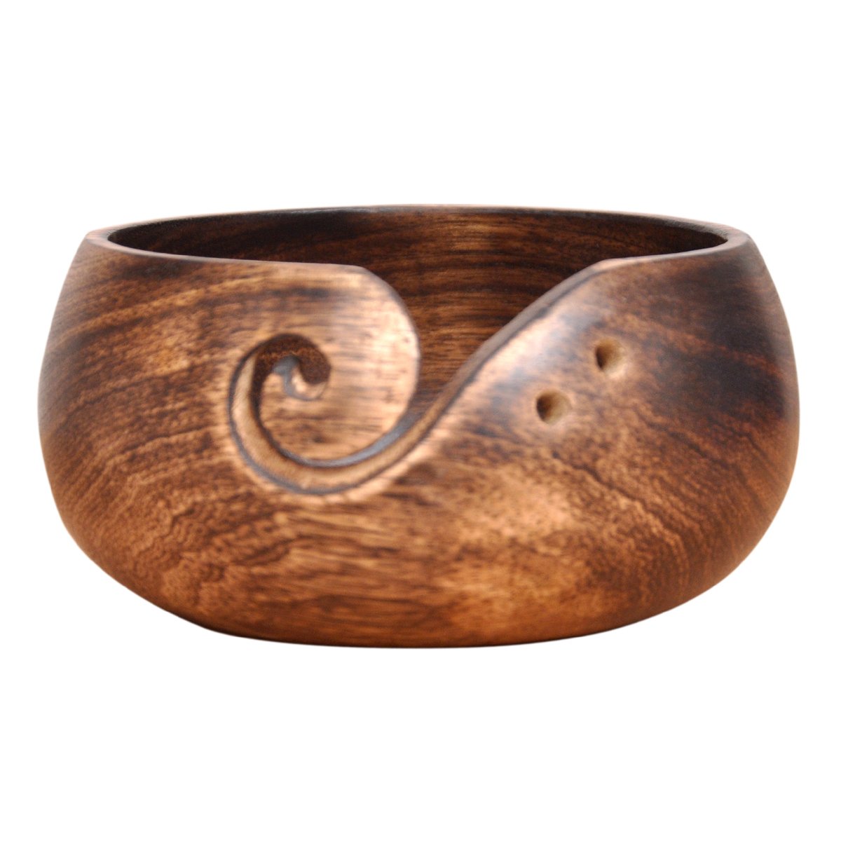 Medieval Replicas Mother's Day collection - Wooden Yarn bowl hand made by Indian Artisans with Premium Mango wood for knitting and Crochet - with holes to keep knitting needles