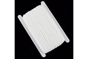 Hollosport Round 3mm Elastic Cord for Masks White, 1/8 Inch Soft Thin Elastic String Rope Band for Sewing (1/8 Inch 30M Round)