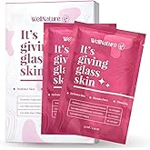 Wellnature™ The Original Overnight Real Deep Hydrogel Mask - It's Giving Glass Skin White to Transparent Hydrating Sleep Mask Bio-Collagen Oligo-Hyaluronic Acid, Valentine's Day Skincare, Pack of 4