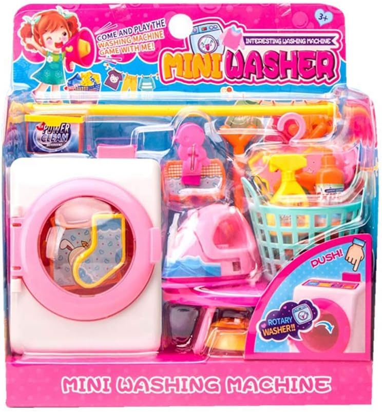 Novobey Washing Machine Toy, Simulation Housekeeping Miniature Washing Machine Playset Toys Set for Kids