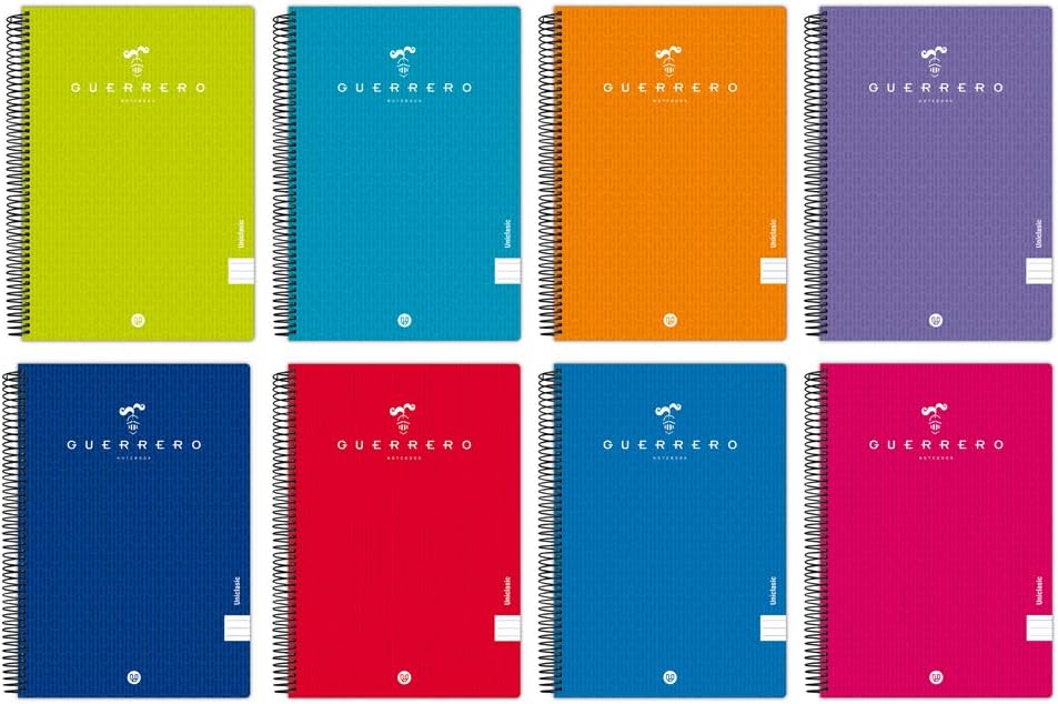 Unipapel 98442197 Pack of 5 Notebooks Warrior 08-Uniclasic, 3.5 mm Guerrero Guerrero 3.5 mm Polypropylene Covers, 80 Sheets