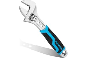 DURATECH 6 Inch Adjustable Wrench, 3-in-1 Spanner with Box End/Hex Function, CR-V Steel, Metric & SAE Scales, Chrome-plated, 