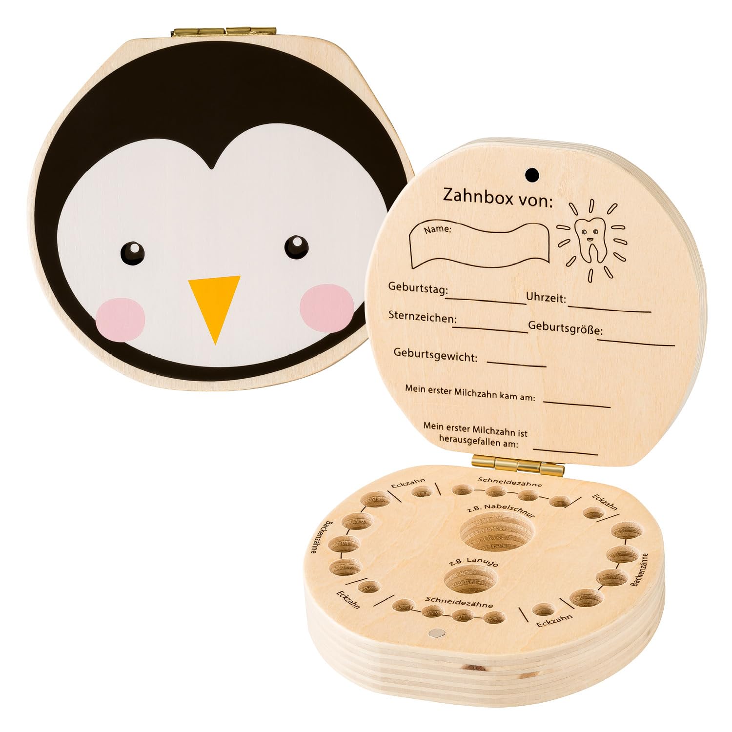 hej kiddo Tooth Box Milk Teeth Box for Milk Teeth Box Boys and Girls for First Teeth Tooth Fairy Gifts Boys Milk Tooth Box (Penguin)