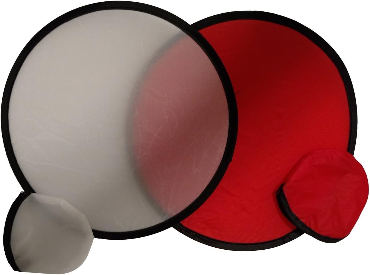 BZANY White And Red Toy Pocket Fan Flying Disc With Pouch (Pack Of 6)