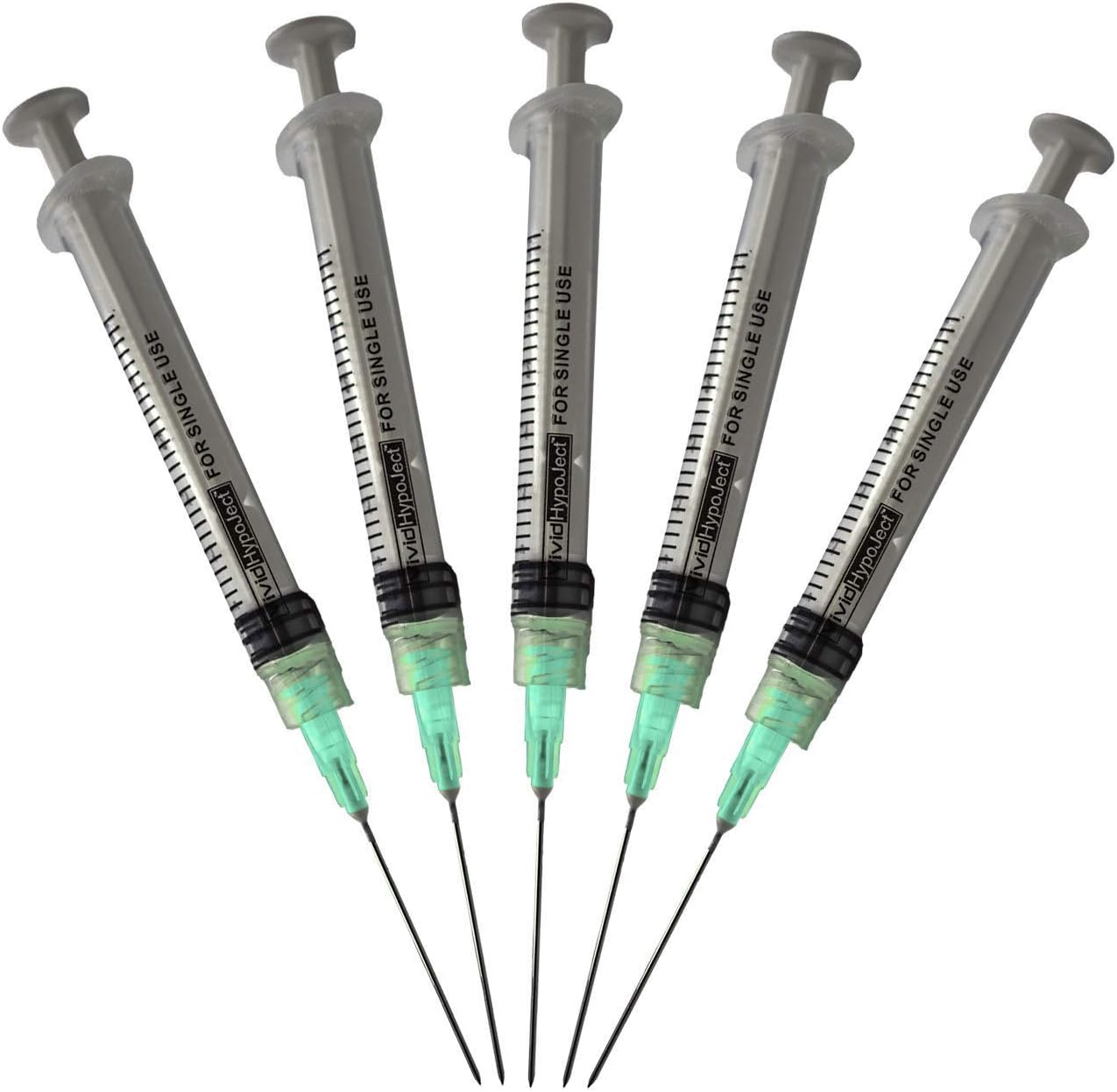Vivid Hypoject Syringes with Needles - 3cc Syringe with 21g x 1 inch Needle - 100 Pack