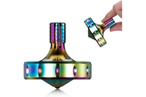 CHEETOP Precision Metal Spinning Top, Long Lasting Spin Time and Perfect Balance, Skilled Adult Easily Exceed 10 Mins, Portable Stainless Steel EDC Office Desktop Game Toys (M, Iridescent)