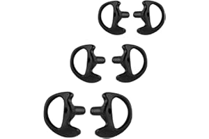 AIRSN Replacement Earmold Earbud Earplug for Motorola Kenwood Two-Way Radio Air Acoustic Coil Tube Audio Kits (Black, 3 Pairs-Small,Medium,Large)