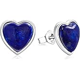 AIBAO Real Turquoise/Lapis Lazuli/Malachite Stud Earrings for Women Western Boho Jewelry Hypoallergenic 925 Sterling Silver Earrings Studs