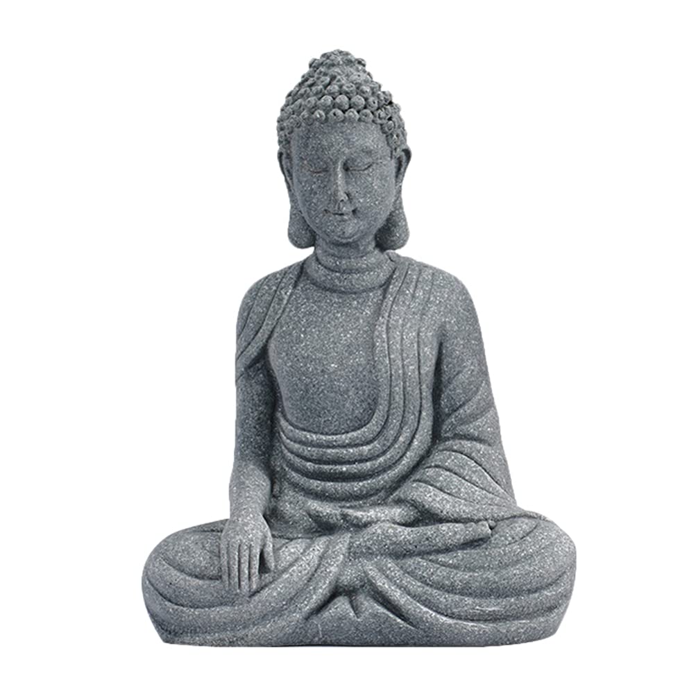 Amosfun Small Buddha Figurines, Sitting Buddha Statue, Sandstone Meditation Buddha Sculpture, Decorative Buddha Ornaments for Home, Yoga Room, Zen Garden Decoration (10cm)
