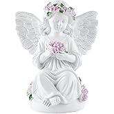 Brizoria Guardian Angel Statue Angels Figurines with Pink Roses Resin Angel Decor Memorial Sympathy Angel Gifts for Women Mom Grandma Angel Decorations for Home Statue Decor