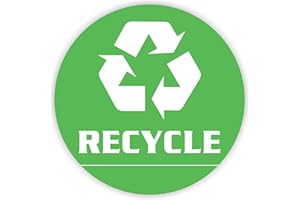 PARTH IMPEX Recycle Sticker - (Pack of 12) 6" Large Round Laminated Vinyl Decals Trash Can Bins Sign Labels