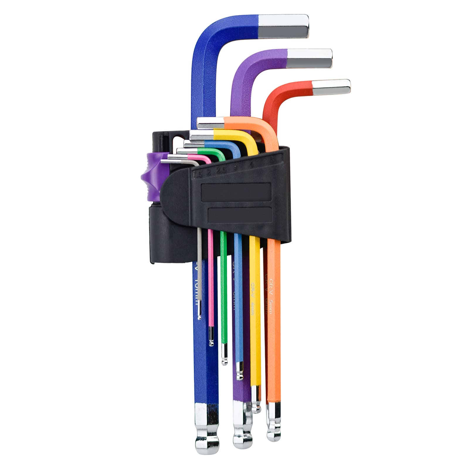 BOFUS 9PC Allen Key Set Professional Hex Wrench Ball End Allen Key Set with Colour Coding Sizes(1.5mm-10mm) for Furniture Assembly, Bike/Scooters Maintenance, Household DIY, Multicolour