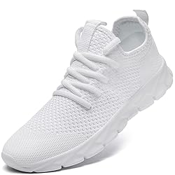 YOSFDC Men's White Running Shoes Slip On Walking