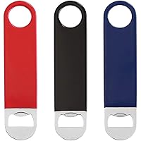 3 Pack Heavy Duty Stainless Steel Flat Bottle Opener, Solid and Durable Beer Openers, 7 inches Red, Black, Blue