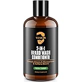 2-in-1 Beard Wash & Conditioner – Softens & Hydrates Dry, Coarse Beards for Effortless Styling – Cleanses & Conditions for Healthier, Fuller Facial Hair – Fresh Timber Scent – 8.45 fl oz