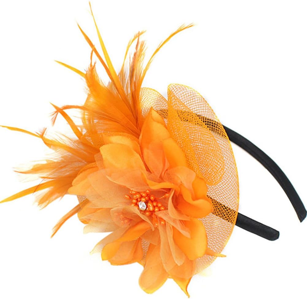 DJHbuy Fashion Flower Feather Hair Hoop for St.Patrick's Day Derby Wedding Fascinator Cocktail Headwear Party Bride Headpiece