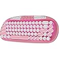 RK ROYAL KLUDGE RK838 Pink Wireless Keyboard, Retro Typewriter Keyboard BT/2.4G/Wired Mode, 75% RGB Hot Swappable Gaming Keyboard with Round Keys 10 Buttons, Pink Switch