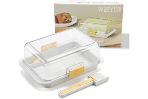Butter Keeper with Lid, Airtight Butter Dish for 1 lb Canadian Butter - Large Butter Container with Built-in Cutter for Count