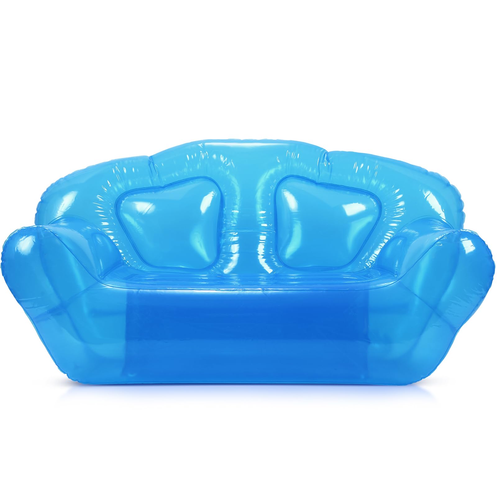 Photo 1 of Kigley Inflatable Chair Blow Up Couches Transparent Inflatable Sofa Seat Yard Patio Portable Air Couch Furniture for Outdoor Indoor Camping Beach Room(Double Seat,Blue)