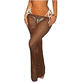 Milumia Women's Hollow Out Crochet Swimsuit Cover Up Skirt Beach Coverup Bodycon Maxi Skirt