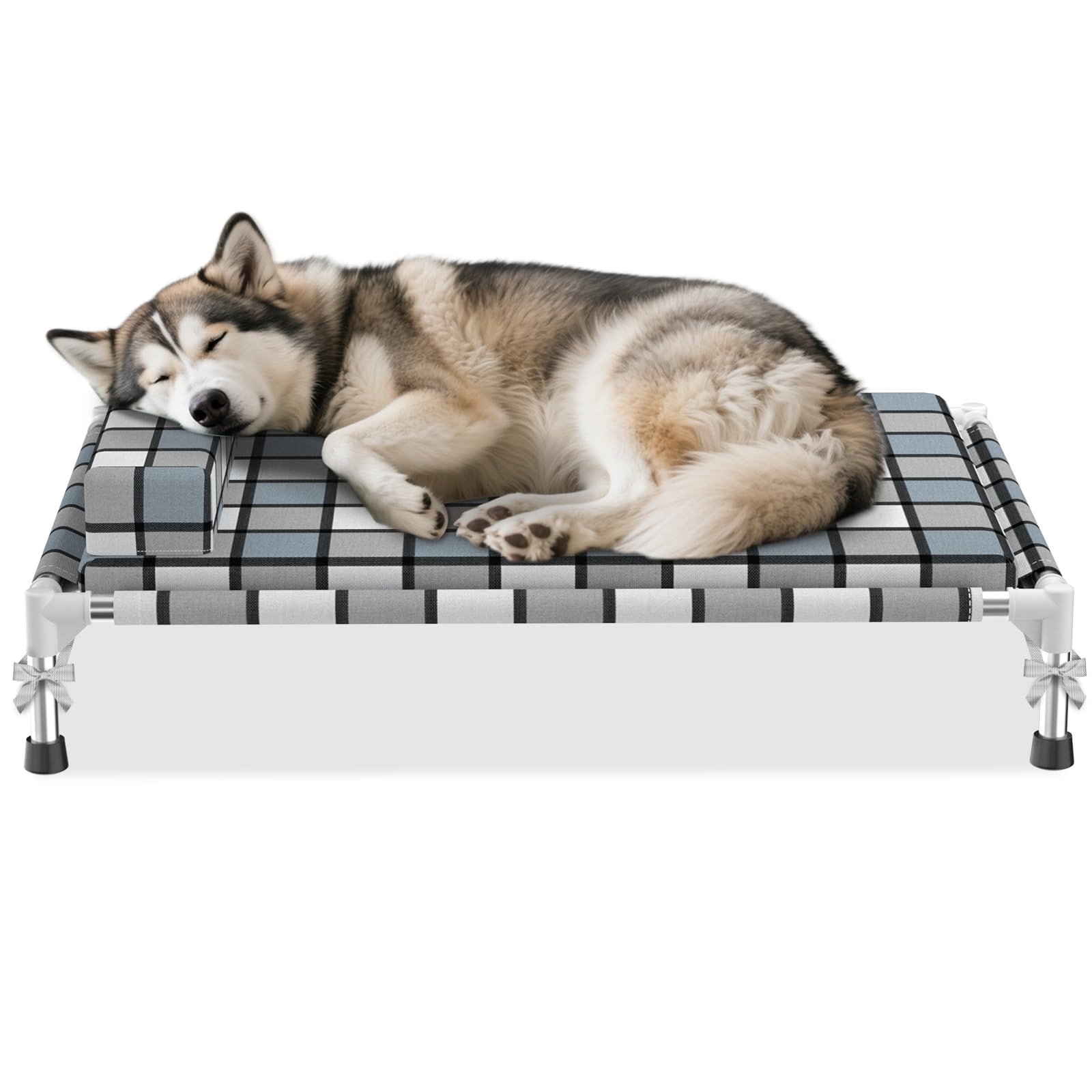 Elevated Raised Dog Bed Mat - Elevated Dogs Bed with Cushion & Bolster Raised Pet Mat Couch Bed with Pillow & Mat for Indoor Outdoor (M)