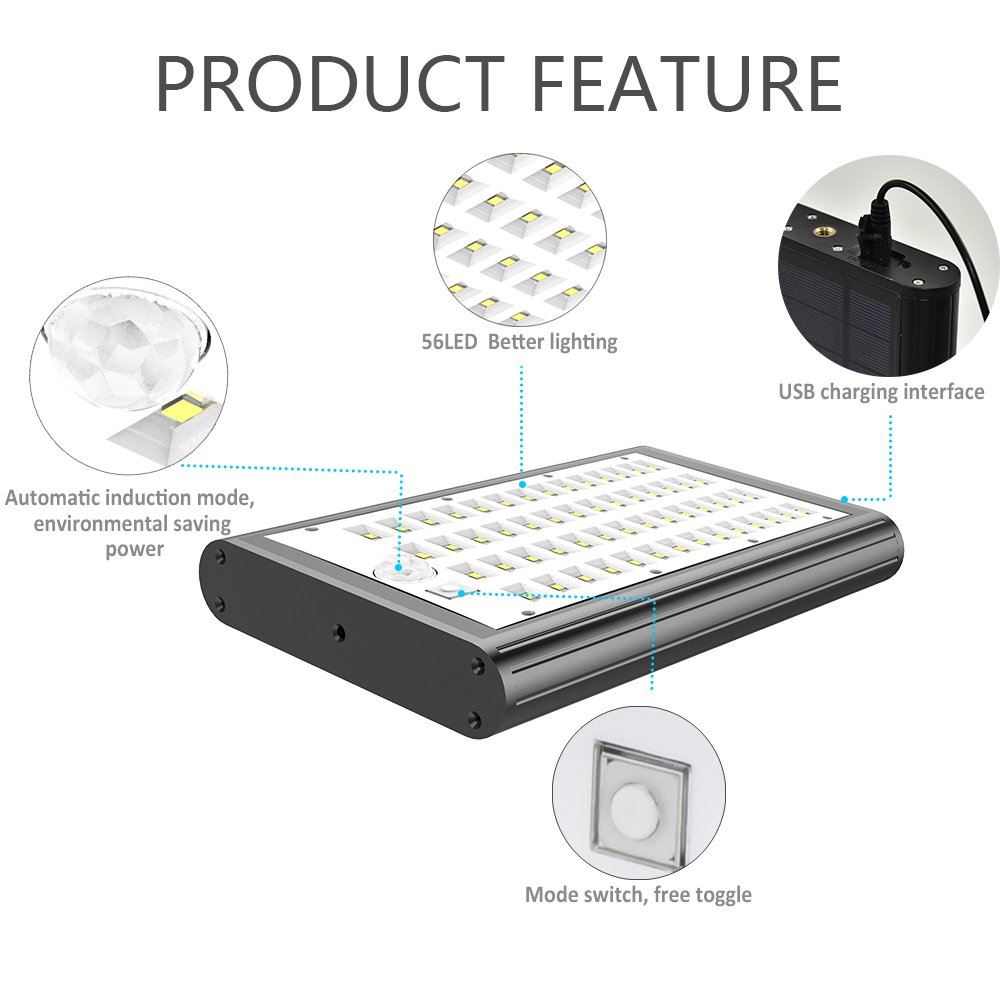 Solarmks Solar Lights Outdoor 56 LED Solar Motion Sensor Lights,Wireless Waterproof Landscape Lighting for Garden Patio Deck Yard Pathway Home Driveway Stairs