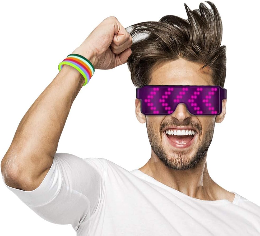 shunliu LED Glowing Glasses Party 8 Dynamic Pictures Can Be Switched USB Rechargeable Party Bar KTV Dress Up Toys