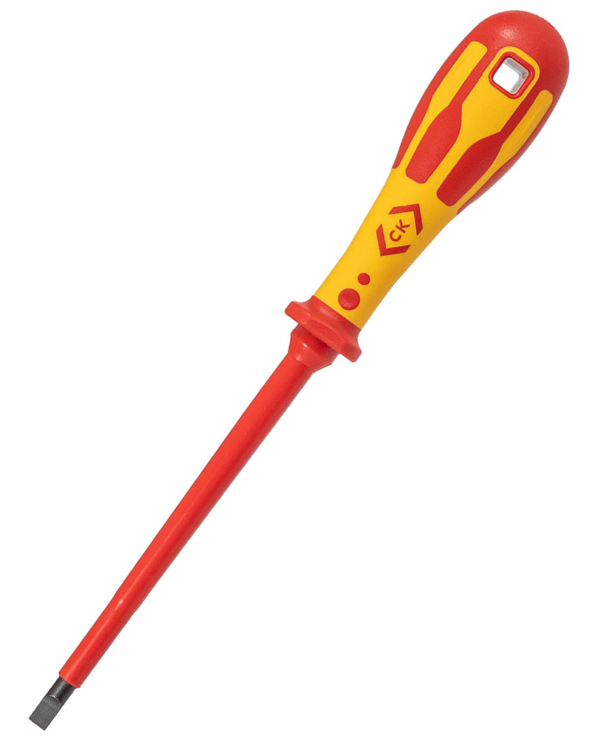 C.K Dextro VDE Slotted Screwdriver 8mm x 175mm, Electricians Insulated Flat Head Screwdrivers, 10,000v Test, Gripping Precision Tip, Electrical Terminal Flathead Screw Driver, Hand Tools T49144-080