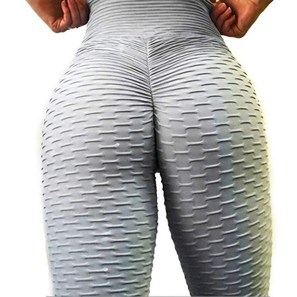 MIWORM Women\'s Ruched Butt Lifting Leggings,High Waisted Grain Sport Tummy Control Gym Yoga Pants(Leggings1 Grey, L)