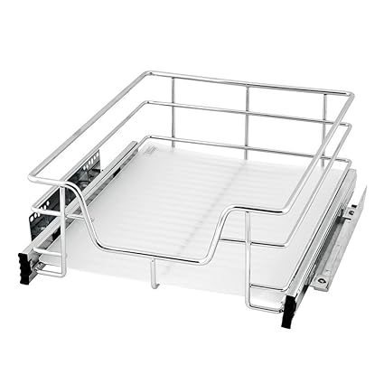 Evergohome Pull Out Wire Storage Drawer Basket Steel Wire Chrome
