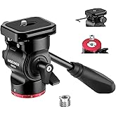 NEEWER Tripod Fluid Head Pan Tilt Head with Arca Type Quick Release Plate and Handle, Metal Panorama Head with Scaled Base (?