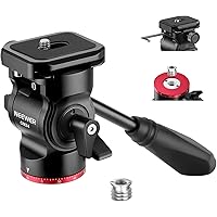 NEEWER Tripod Fluid Head Pan Tilt Head with Arca Type Quick Release Plate and Handle, Metal Panorama Head with Scaled Base (⌀