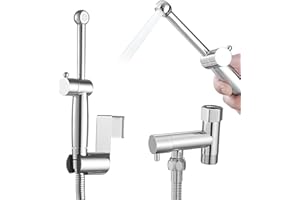 BATHLAVISH All Brass Bidet Sprayer Set for Toilets, Wall or Toilet Mount, Handheld Dual Thumb Pressure Controls, Superior Hoses Kit, Handheld Bidet Sprayer Cloth Diaper, Bidet Attachment Chrome