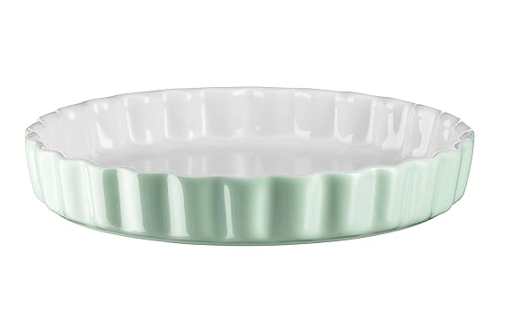 Mäser 931142 Serie Kitchen Time, Tarteform, Quicheform, runde Backform, kratz- und schnittfest, Ø 27 cm, Keramik, Grün