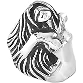 JAJAFOOK Gothic Biker Angel Rings for Men Vintage Heavy Stainless Steel Goddess Biker Womens Body Ring for Medusa Color Silver