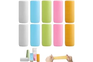 YUBIRD 10 PCS Silicone Bottle Sleeves for Travel Toiletries,Leak-Proof Covers,Cruise Essentials for Women and Men,Travel Must-Haves,Colorful Elastic Sleeves