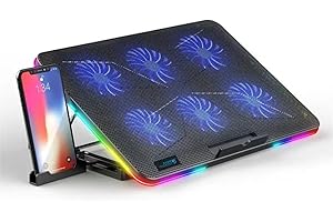 Navor Laptop Cooling Pad Compatible with 7"-16" Laptops, 6 Fans USB-Powered RGB Gaming Notebook Cooler for Desk and Lap Use, 