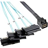 ADCAUDX Mini-SAS to SAS-Cable: 0.5M SFF-8643 to SAS SFF-8643 to SFF-8482 Connector 4X SFF-8482 with SATA Power Adapter Cable 