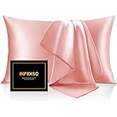 INFIIXSO Silk Pillow Cases 2 Pack Standard Size, Ultra Smooth & Soft Mulberry Silk Pillow Case for Hair and Skin, Breathable Cooling Silk Pillowcase with Hidden Zipper (Blush Pink, 20x26 Inches)