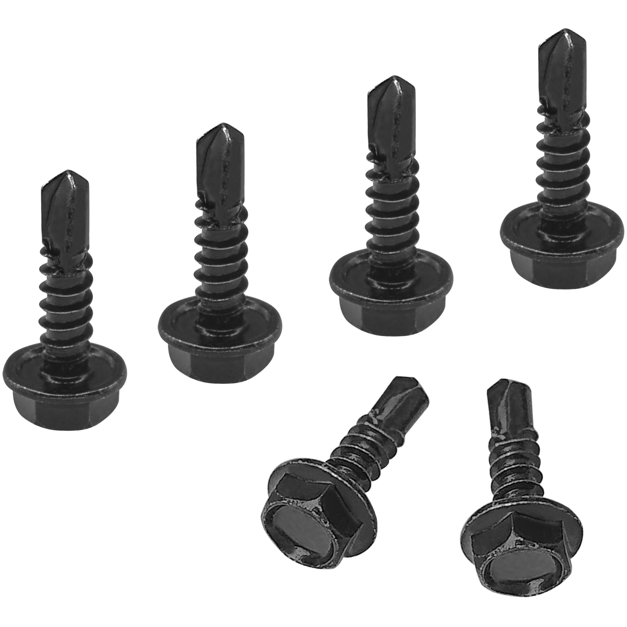 60 PCS Hex Head Self-Tapping Screws for Metal,Black 410 Stainless Steel Self-Drilling Screws (M4.8 * 19mm) — image 1